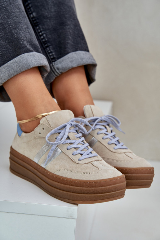 Zazoo N1068S4  modeļa apavi ar platformu smilšu krāsas