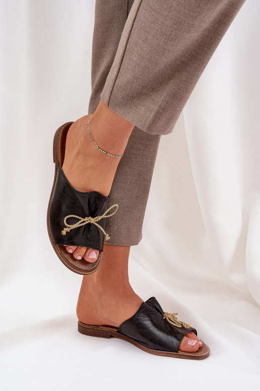 zempapēžu Eleganta stila Čības ar bantītēm  3572 Melns   zempapēžu Eleganta stila Čības ar bantītēm  3572 Melns