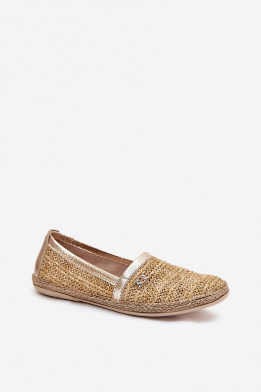 Eleganta stila Espadrilless  Zazoo 10178 smilšu krāsas-Zelta krāsas Eleganta stila Espadrilless  Zazoo 10178 smilšu krāsas-Zelta krāsas