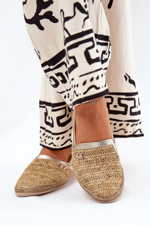 Eleganta stila Espadrilless  Zazoo 10178 smilšu krāsas-Zelta krāsas Eleganta stila Espadrilless  Zazoo 10178 smilšu krāsas-Zelta krāsas