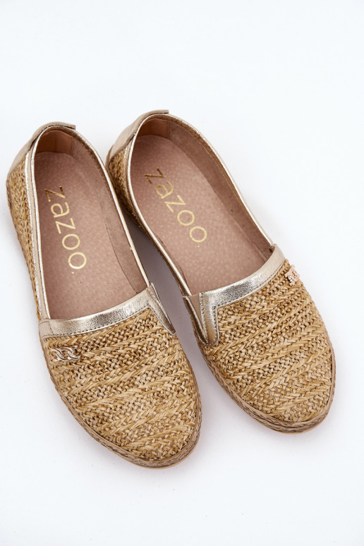 Eleganta stila Espadrilless  Zazoo 10178 smilšu krāsas-Zelta krāsas Eleganta stila Espadrilless  Zazoo 10178 smilšu krāsas-Zelta krāsas