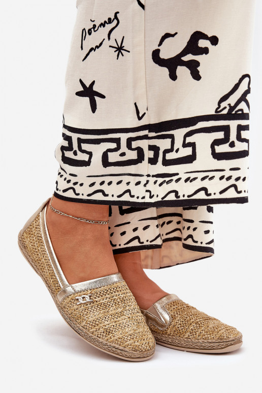 Eleganta stila Espadrilless  Zazoo 10178 smilšu krāsas-Zelta krāsas Eleganta stila Espadrilless  Zazoo 10178 smilšu krāsas-Zelta krāsas