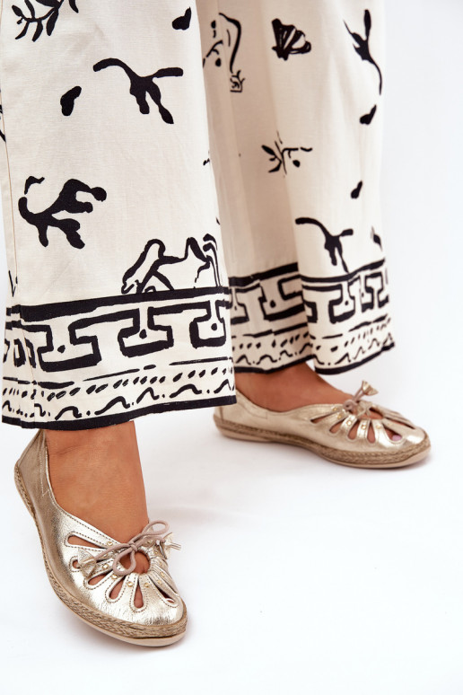 zempapēžu Balerīnas Z Naturalnej Skóry Zazoo 10179 Zelta krāsas zempapēžu Balerīnas Z Naturalnej Skóry Zazoo 10179 Zelta krāsas