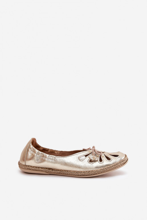 zempapēžu Balerīnas Z Naturalnej Skóry Zazoo 10179 Zelta krāsas zempapēžu Balerīnas Z Naturalnej Skóry Zazoo 10179 Zelta krāsas