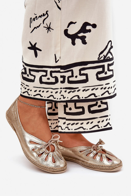 zempapēžu Balerīnas Z Naturalnej Skóry Zazoo 10179 Zelta krāsas zempapēžu Balerīnas Z Naturalnej Skóry Zazoo 10179 Zelta krāsas