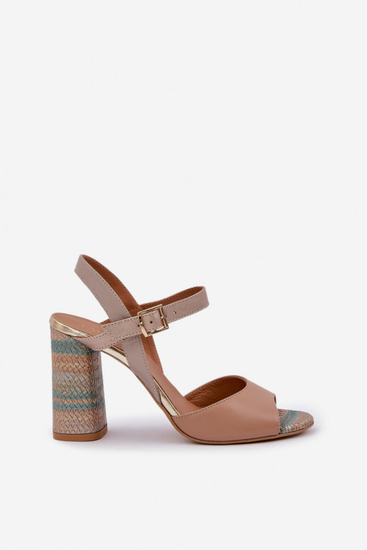 Eleganta stila sandales ar papēdi Laura Messi 2136 smilšu krāsas   Eleganta stila sandales ar papēdi Laura Messi 2136 smilšu krāsas