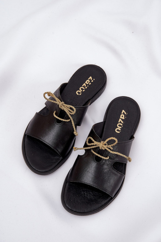 Čibas no dabīgas ādas  ar platiem papēžiem Zazoo 3022 Melns Čibas no dabīgas ādas  ar platiem papēžiem Zazoo 3022 Melns