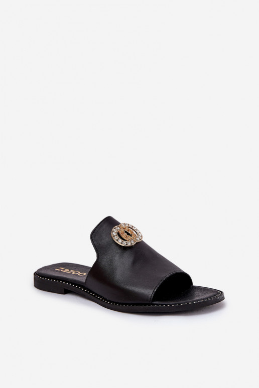 Eleganta stila Čibas no dabīgas ādas  ar ornamentiem Zazoo 3008 Melns Eleganta stila Čibas no dabīgas ādas  ar ornamentiem Zazoo 3008 Melns