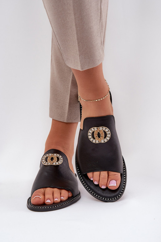 Eleganta stila Čibas no dabīgas ādas  ar ornamentiem Zazoo 3008 Melns Eleganta stila Čibas no dabīgas ādas  ar ornamentiem Zazoo 3008 Melns