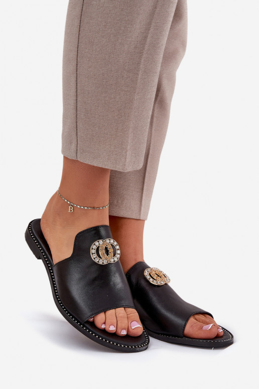 Eleganta stila Čibas no dabīgas ādas  ar ornamentiem Zazoo 3008 Melns Eleganta stila Čibas no dabīgas ādas  ar ornamentiem Zazoo 3008 Melns