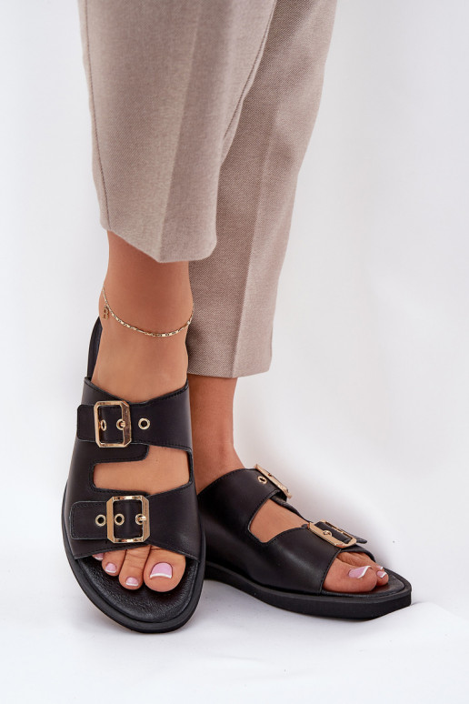 zempapēžu Čības ar sprādzēm Zazoo 3020 Melns   zempapēžu Čības ar sprādzēm Zazoo 3020 Melns