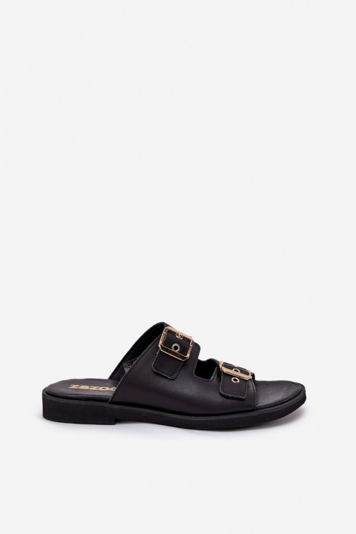 zempapēžu Čības ar sprādzēm Zazoo 3020 Melns   zempapēžu Čības ar sprādzēm Zazoo 3020 Melns