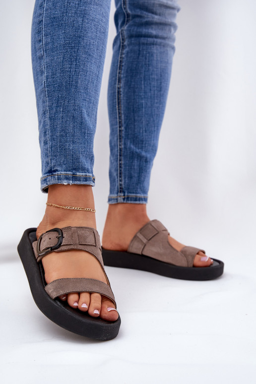 sieviešu zamšādas čības ar platformu Zazoo 3024 brūnas krāsas sieviešu zamšādas čības ar platformu Zazoo 3024 brūnas krāsas