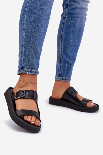 Čibas no dabīgas ādas  ar platformu Zazoo 3024 Melns