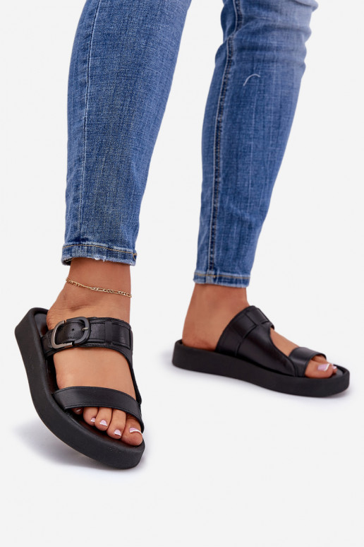 Čibas no dabīgas ādas  ar platformu Zazoo 3024 Melns Čibas no dabīgas ādas  ar platformu Zazoo 3024 Melns