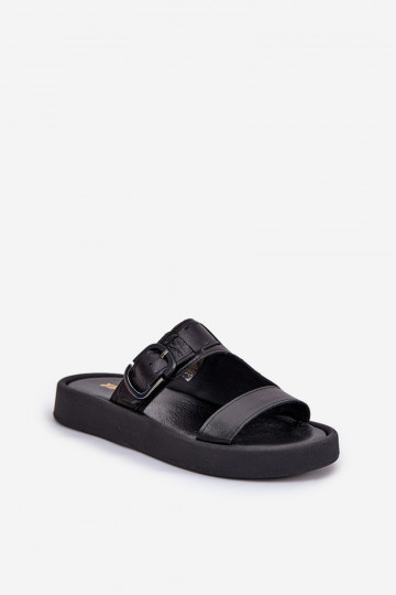 Čibas no dabīgas ādas  ar platformu Zazoo 3024 Melns 2