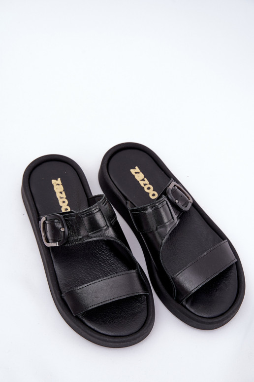 Čibas no dabīgas ādas  ar platformu Zazoo 3024 Melns Čibas no dabīgas ādas  ar platformu Zazoo 3024 Melns