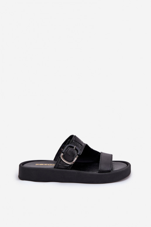 Čibas no dabīgas ādas  ar platformu Zazoo 3024 Melns Čibas no dabīgas ādas  ar platformu Zazoo 3024 Melns