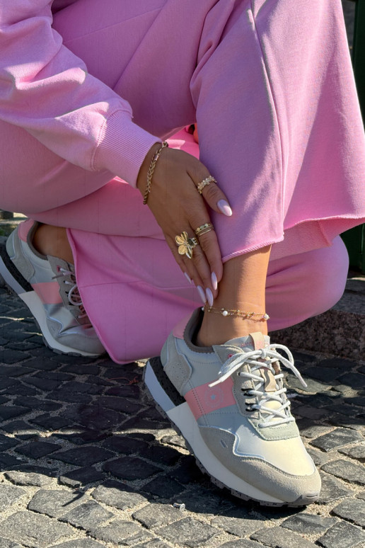 zamšādas  modeļa apavi  Big Star RR274243 HI-POLY SYSTEM Pelēkas krāsas-Rozā krāsas