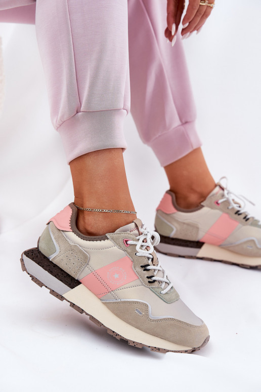 zamšādas  modeļa apavi  Big Star RR274243 HI-POLY SYSTEM Pelēkas krāsas-Rozā krāsas