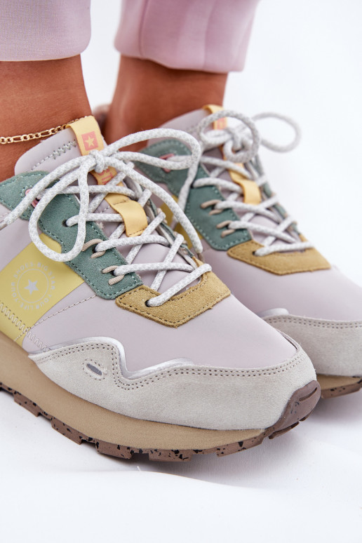 zamšādas  modeļa apavi  Big Star RR274244 HI-POLY SYSTEM Pelēkas krāsas-Dzelteni