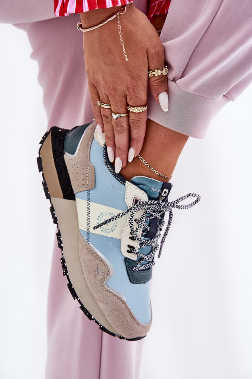 zamšādas  modeļa apavi  Big Star RR274245 HI-POLY SYSTEM Pelēkas krāsas-Zilas krāsas