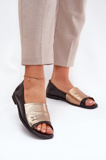 Eleganta stila Balerīnas Z Odkrytymi Palcami Zazoo 1865 Zelta krāsas-Melns