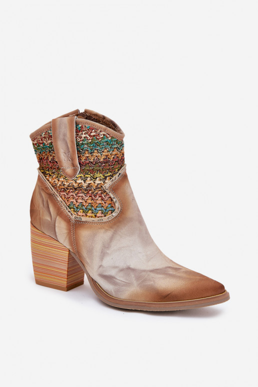 sieviešu zābaki  ar papēdi dekorēti Plecionką  06810-29 Dažādu krāsu