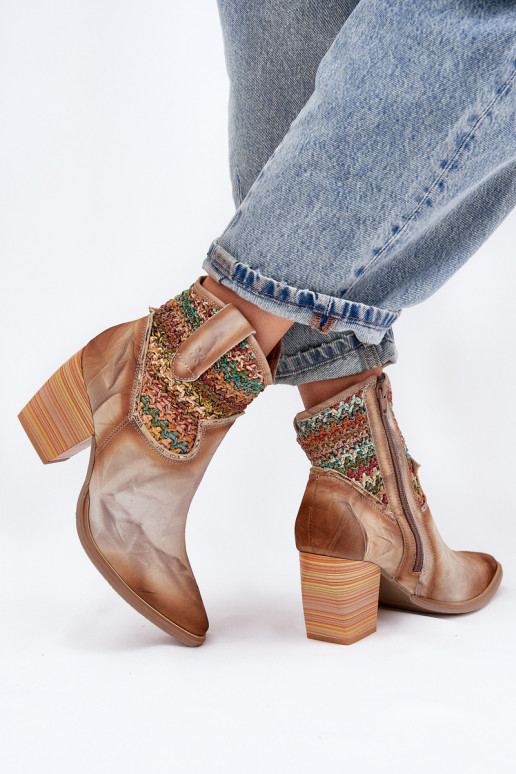 sieviešu zābaki  ar papēdi dekorēti Plecionką  06810-29 Dažādu krāsu