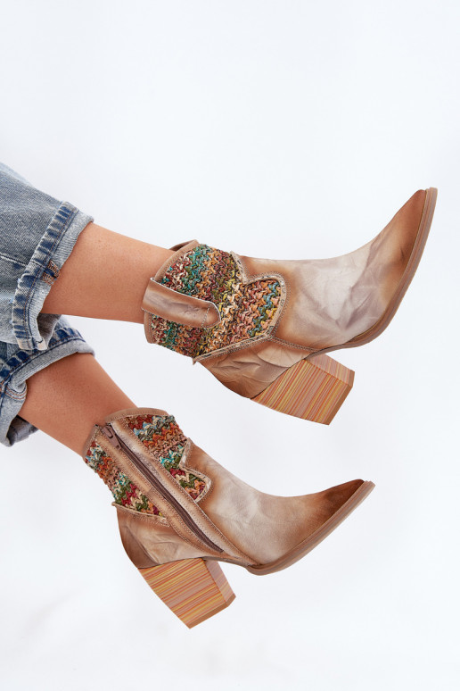 sieviešu zābaki  ar papēdi dekorēti Plecionką  06810-29 Dažādu krāsu