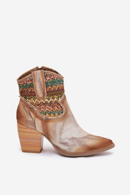 sieviešu zābaki  ar papēdi dekorēti Plecionką  06810-29 Dažādu krāsu