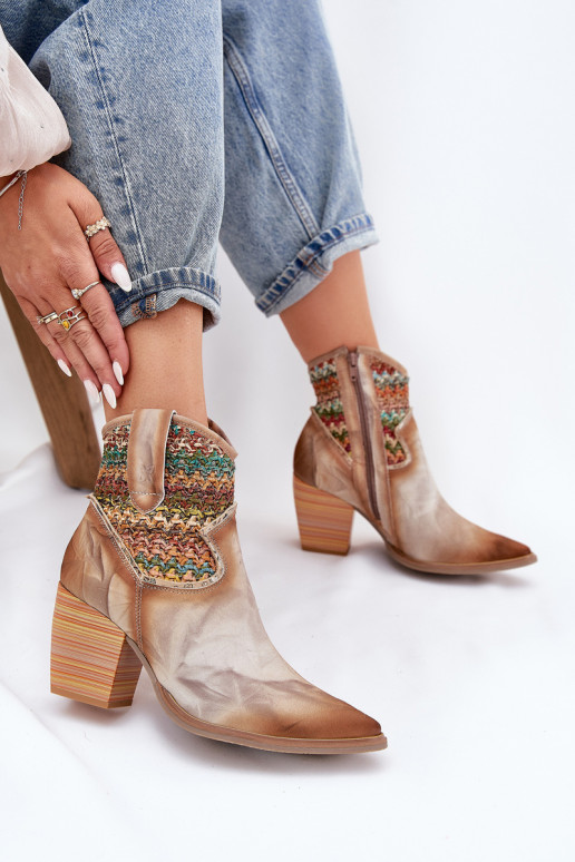 sieviešu zābaki  ar papēdi dekorēti Plecionką  06810-29 Dažādu krāsu