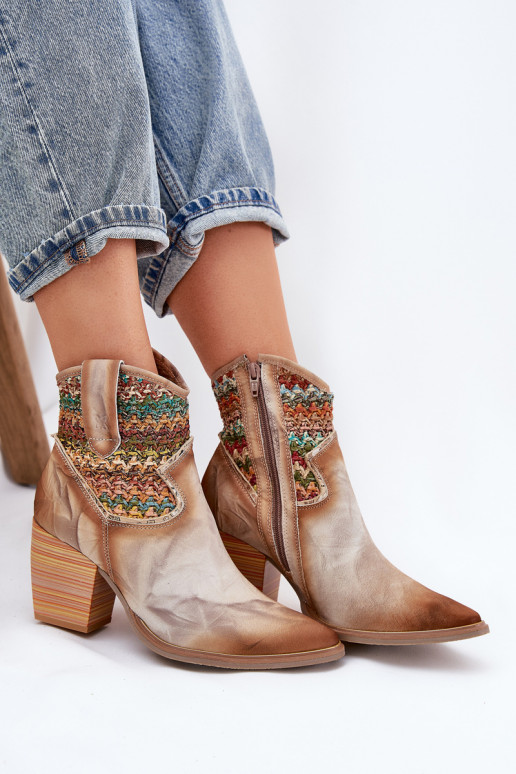 sieviešu zābaki  ar papēdi dekorēti Plecionką  06810-29 Dažādu krāsu