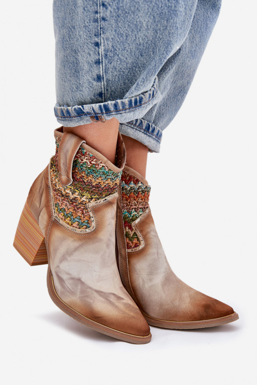 sieviešu zābaki  ar papēdi dekorēti Plecionką  06810-29 Dažādu krāsu