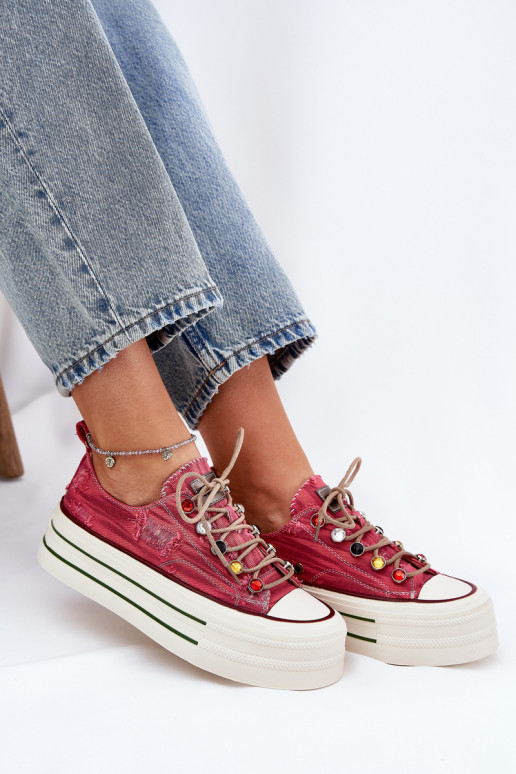 sieviešu puszābaki ar platformu GOE RR2N4104 sarkanas krāsas