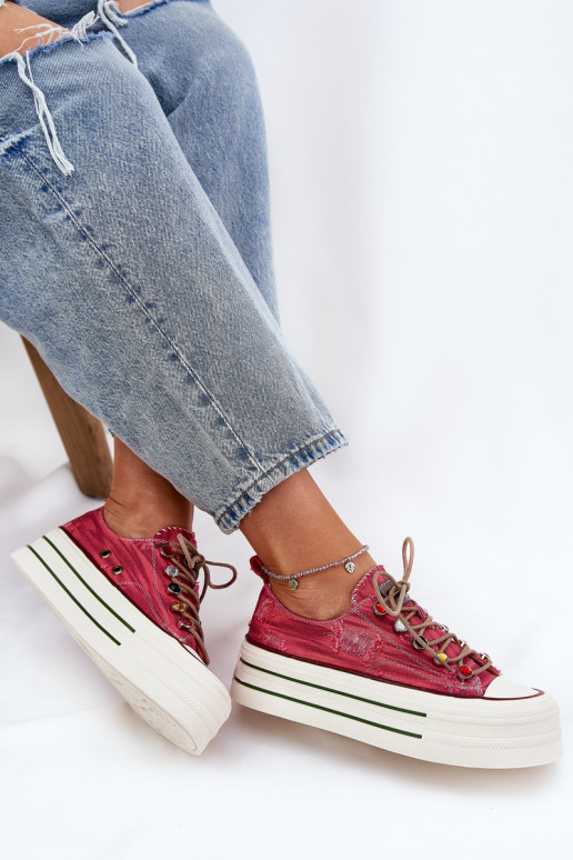 sieviešu puszābaki ar platformu GOE RR2N4104 sarkanas krāsas