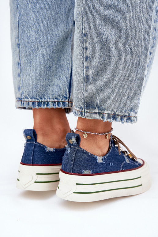 sieviešu puszābaki ar platformu GOE RR2N4103 tumši zilas krāsas