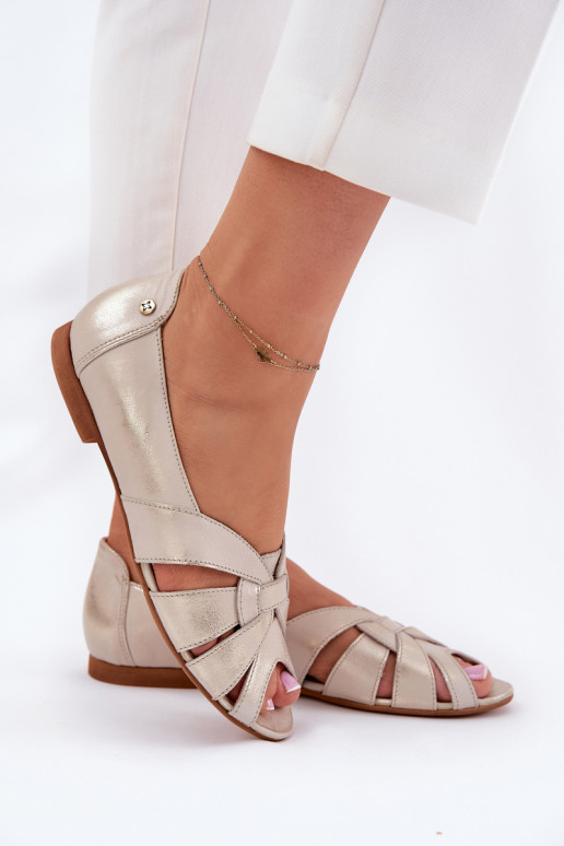 Balerīnas  Z Odkrytymi Palcami  06908-25/001-1 Zelta krāsas Przecierany Balerīnas  Z Odkrytymi Palcami  06908-25/001-1 Zelta krāsas Przecierany