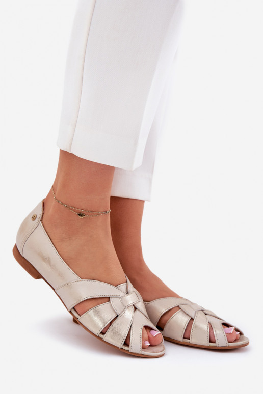 Balerīnas  Z Odkrytymi Palcami  06908-25/001-1 Zelta krāsas Przecierany Balerīnas  Z Odkrytymi Palcami  06908-25/001-1 Zelta krāsas Przecierany