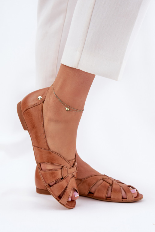 Balerīnas  Z Odkrytymi Palcami  06908-29/001-1 brūnas krāsas Balerīnas  Z Odkrytymi Palcami  06908-29/001-1 brūnas krāsas