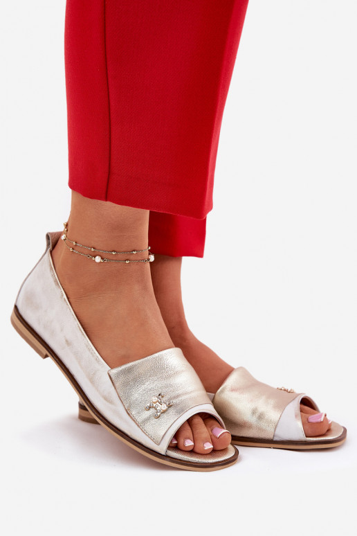 Eleganta stila Balerīnas Z Odkrytymi Palcami Zazoo 1865 Zelta krāsas Przecierany   Eleganta stila Balerīnas Z Odkrytymi Palcami Zazoo 1865 Zelta krāsas Przecierany