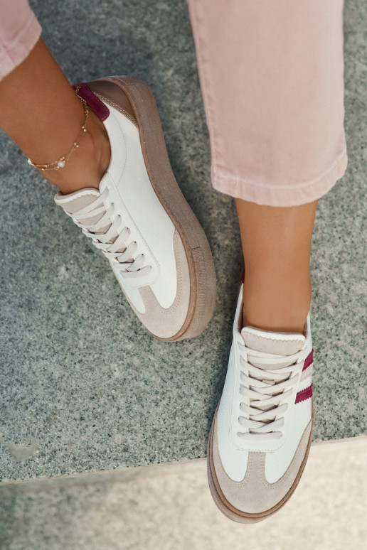    modeļa apavi  ar platformu Zazoo N1234 smilšu krāsas-bordo krāsas