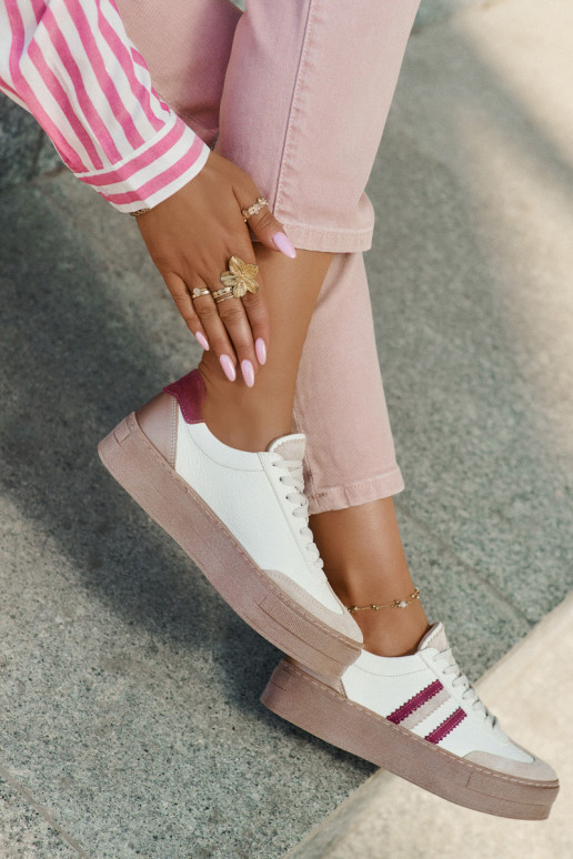    modeļa apavi  ar platformu Zazoo N1234 smilšu krāsas-bordo krāsas