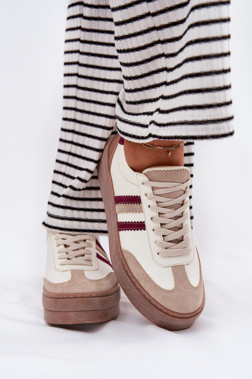    modeļa apavi  ar platformu Zazoo N1234 smilšu krāsas-bordo krāsas