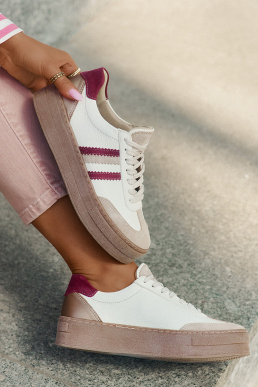    modeļa apavi  ar platformu Zazoo N1234 smilšu krāsas-bordo krāsas