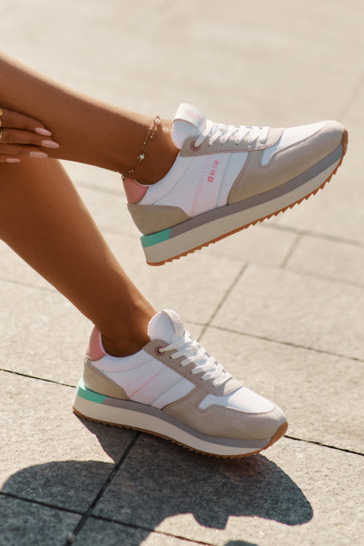 zamšādas  modeļa apavi  Big Star RR274A047 HI-POLY SYSTEM smilšu krāsas-baltas krāsas