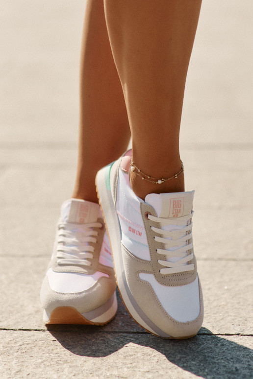 zamšādas  modeļa apavi  Big Star RR274A047 HI-POLY SYSTEM smilšu krāsas-baltas krāsas