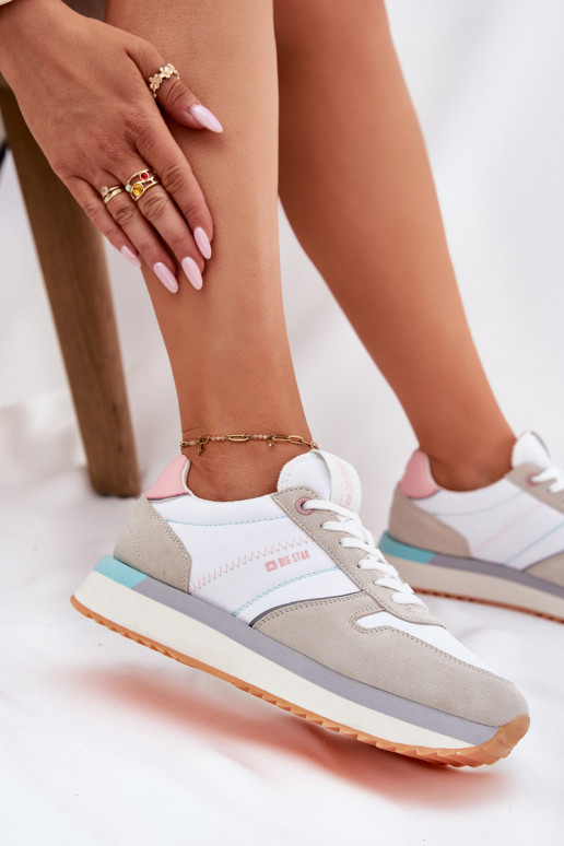 zamšādas  modeļa apavi  Big Star RR274A047 HI-POLY SYSTEM smilšu krāsas-baltas krāsas