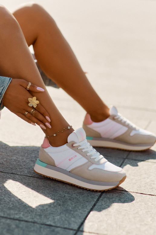 zamšādas  modeļa apavi  Big Star RR274A047 HI-POLY SYSTEM smilšu krāsas-baltas krāsas