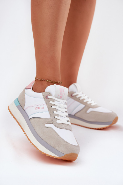 zamšādas  modeļa apavi  Big Star RR274A047 HI-POLY SYSTEM smilšu krāsas-baltas krāsas